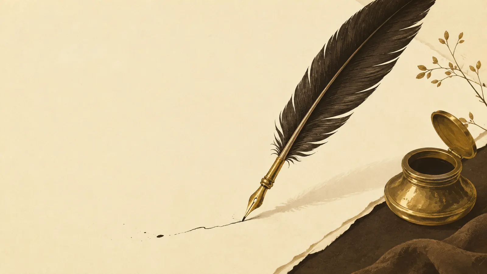 Illustration : plume et encrier, écriture